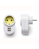 Adapter 2P+T 16A 250V + 2 USB Charges